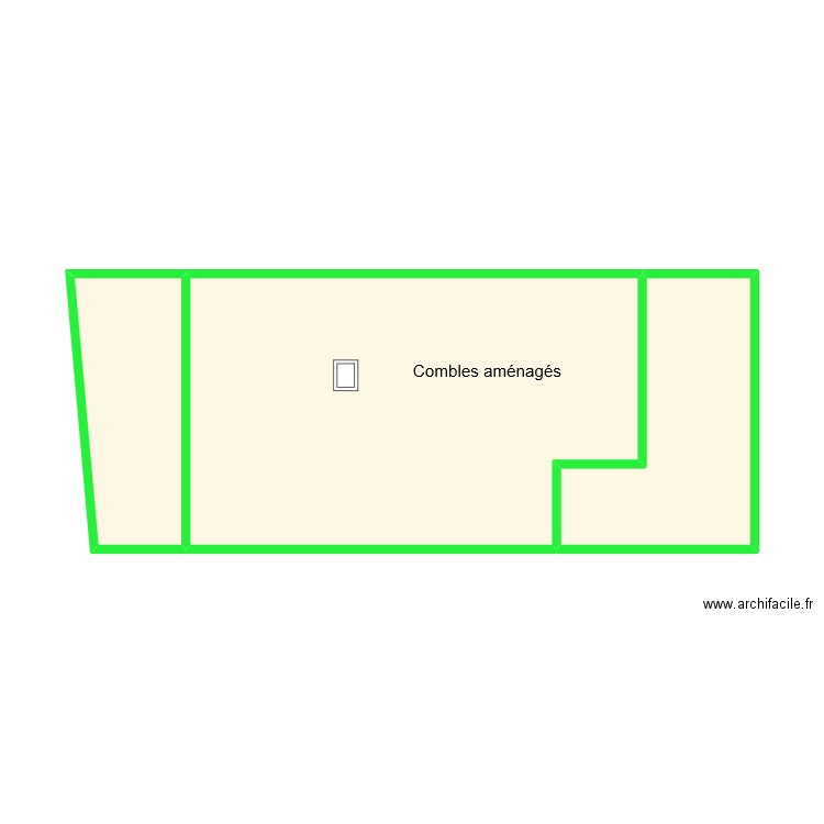 COMBLES trets. Plan de 3 pièces et 36 m2