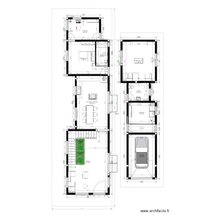 plano 2. Plan de 10 pièces et 130 m2