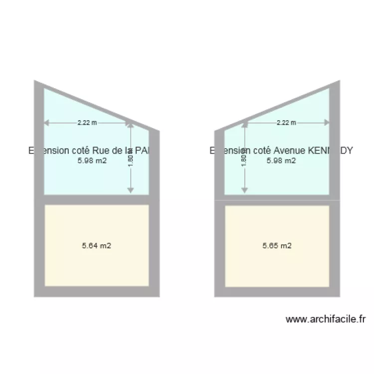 Plan de Fa&ccedil;ade Avant et Apr&egrave;s extension. Plan de 