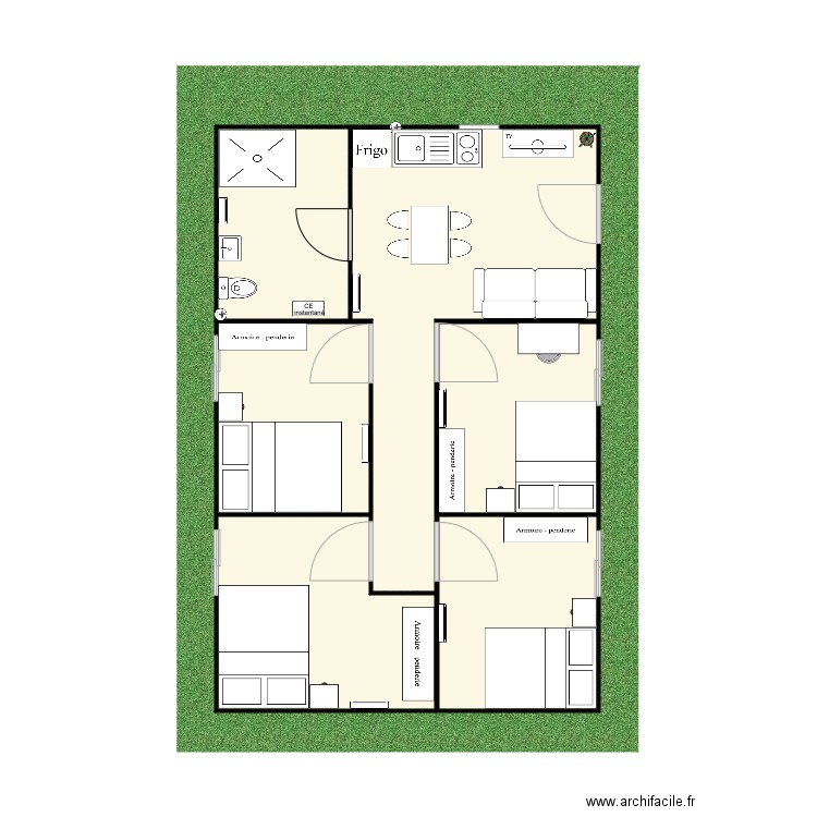 Plan logement d urgence 5 pièces . Plan de 0 pièce et 0 m2