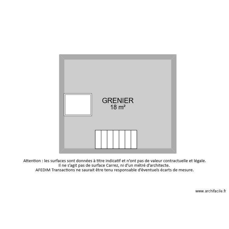 BI9486 GRENIER. Plan de 1 pièce et 18 m2