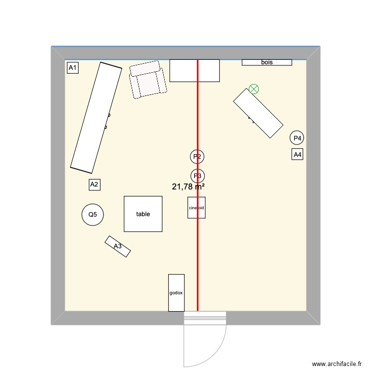 conso. Plan de 1 pièce et 22 m2