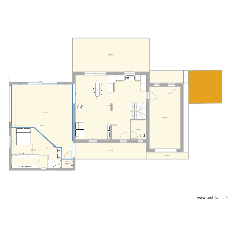 Extension variante 3. Plan de 0 pièce et 0 m2