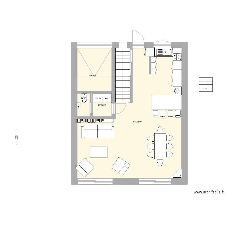 epinette3. Plan de 3 pièces et 62 m2