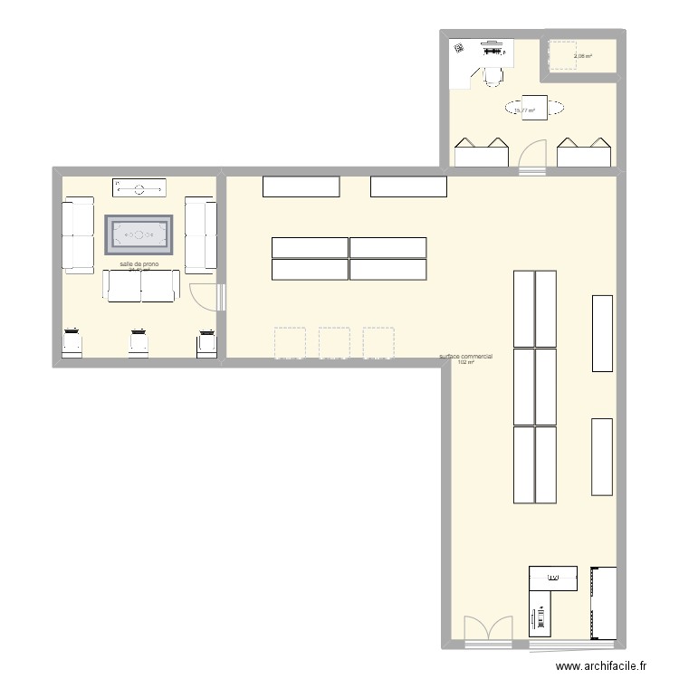 librairie. Plan de 4 pièces et 144 m2