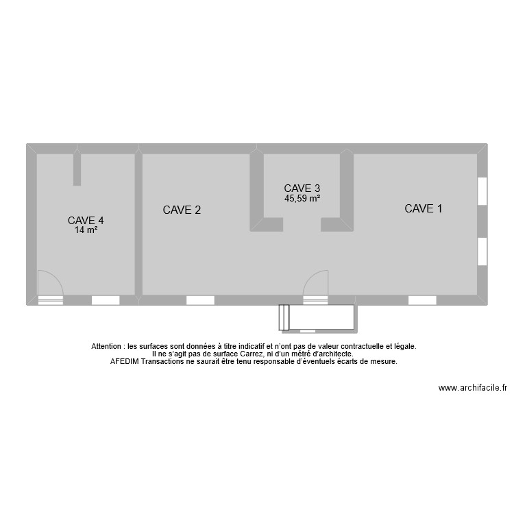 BI 9645 CAVES. Plan de 2 pièces et 60 m2