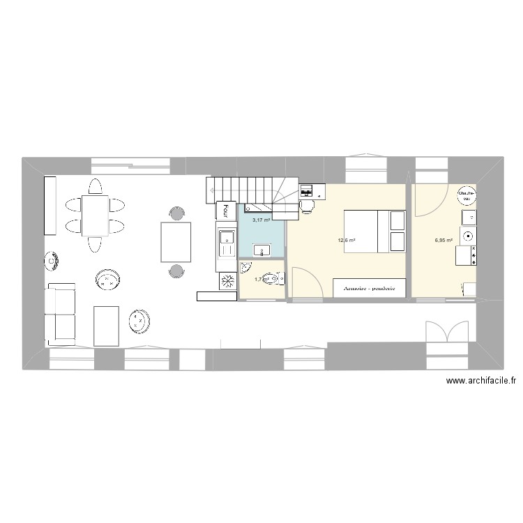 Ouessantm1. Plan de 4 pièces et 24 m2