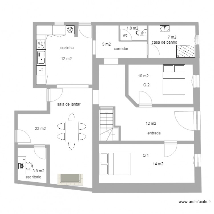casa santa projeto3. Plan de 4 pièces et 41 m2