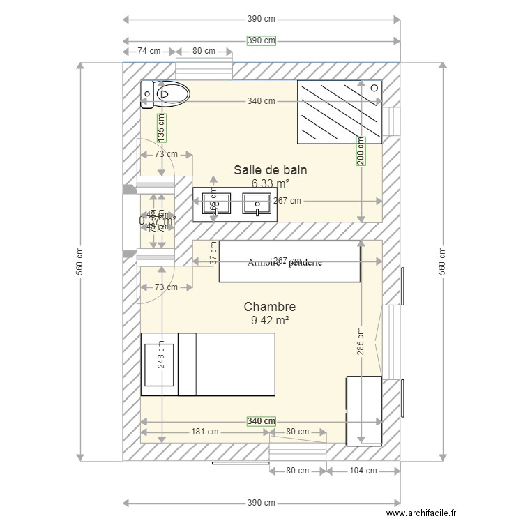 Extension étage. Plan de 0 pièce et 0 m2