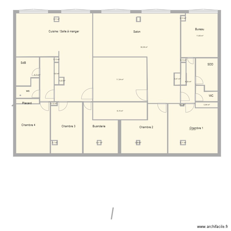 BAYE. Plan de 30 pièces et 200 m2