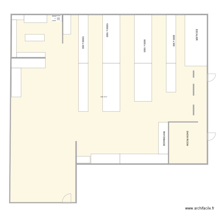 Atelier. Plan de 1 pièce et 338 m2