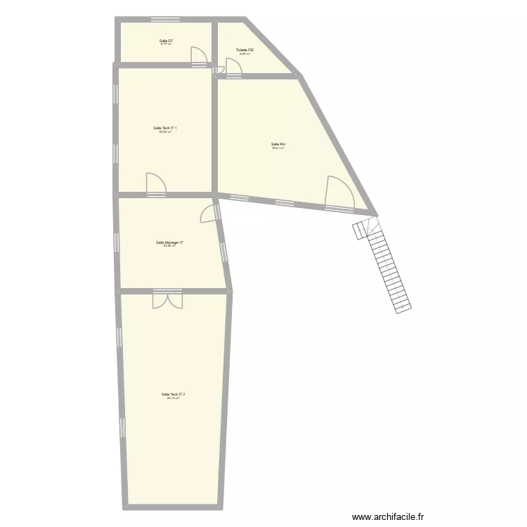 1e &eacute;tage Batiment B. Plan de 6  et 162 m²