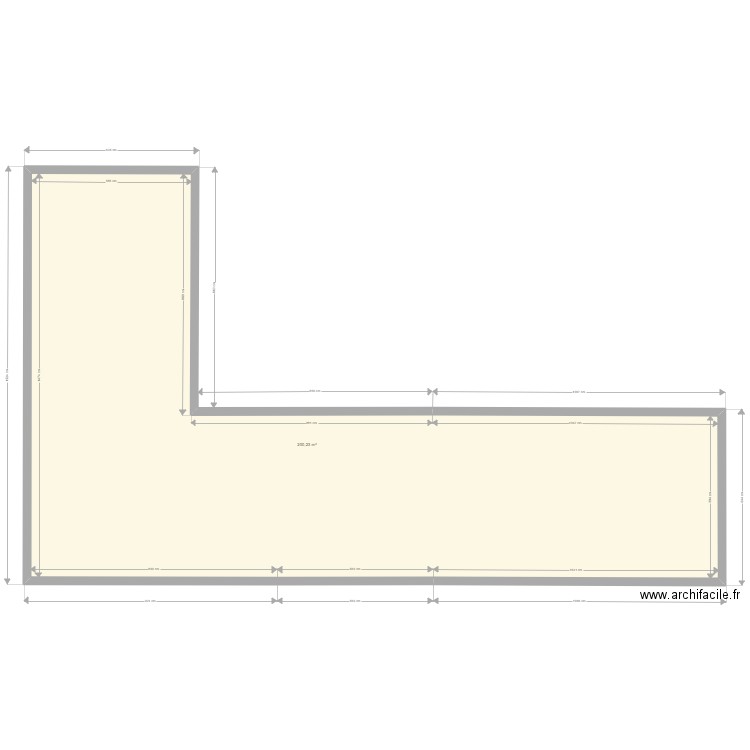 grange. Plan de 1 pièce et 200 m2