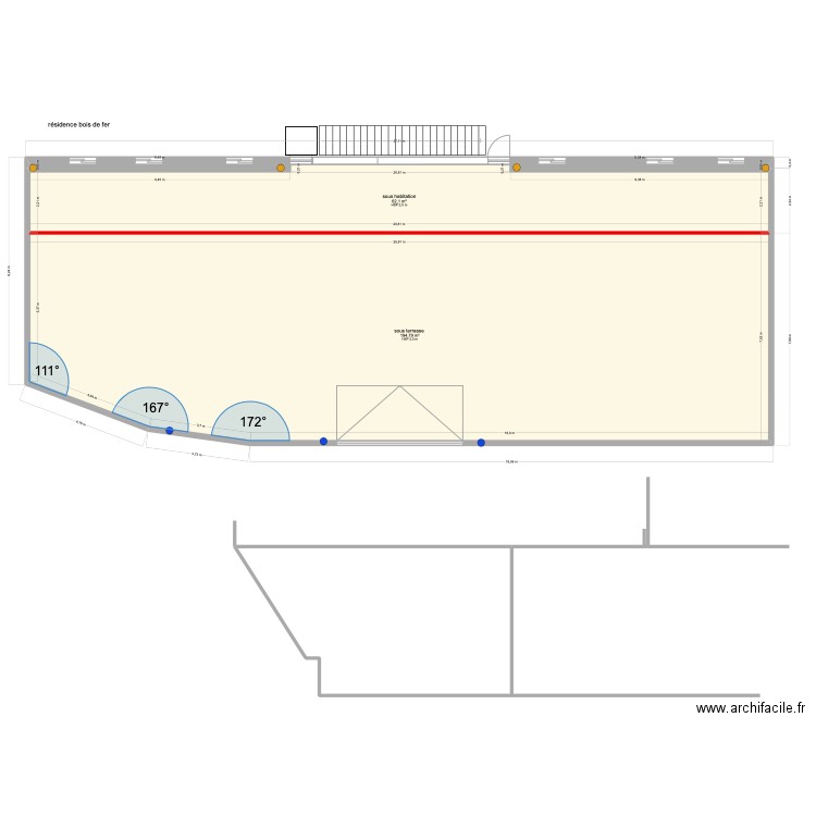 residence bois de fer. Plan de 2 pièces et 257 m2