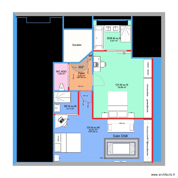 CONDORCET R+2 PRO . Plan de 15 pièces et 102 m2