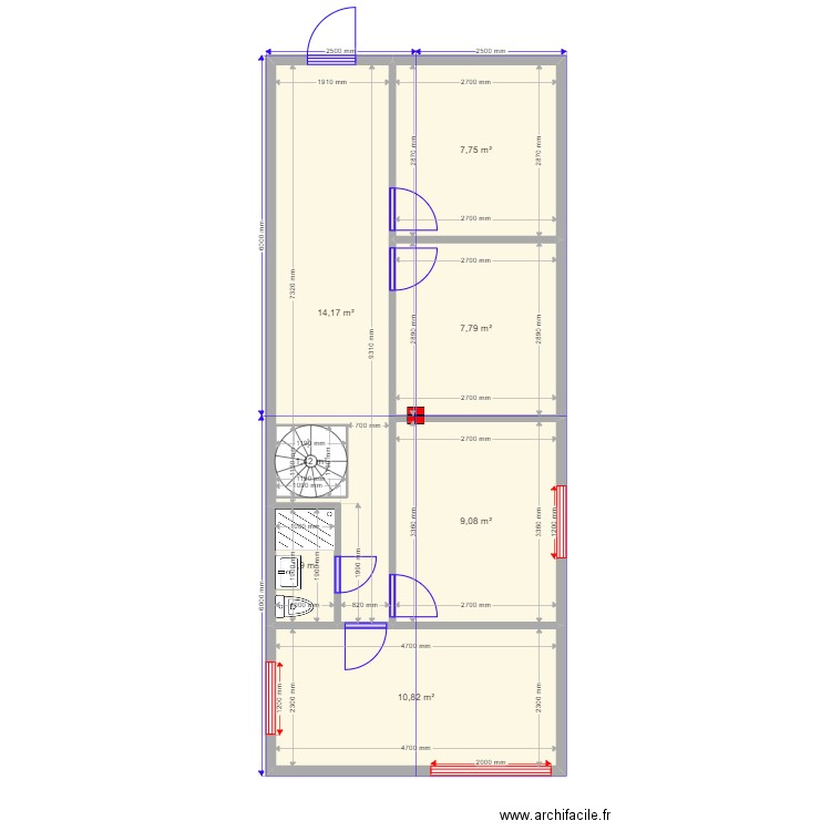 Мурманск. Plan de 13 pièces et 108 m2