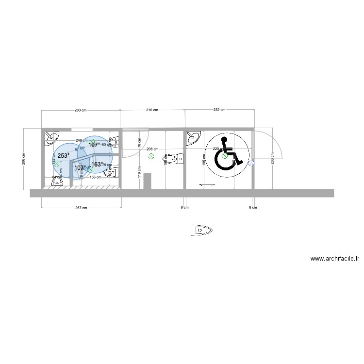 toilette. Plan de 0 pièce et 0 m2
