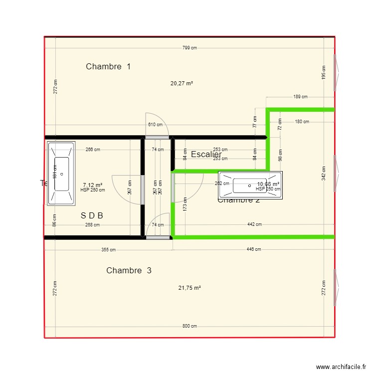 Projet étage. Plan de 0 pièce et 0 m2