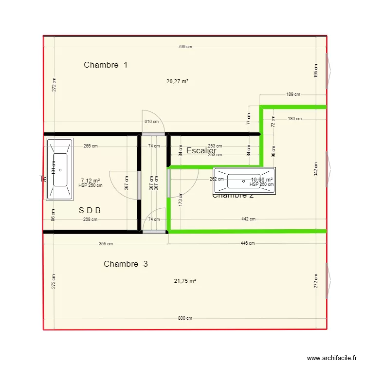 Projet &eacute;tage. Plan de 