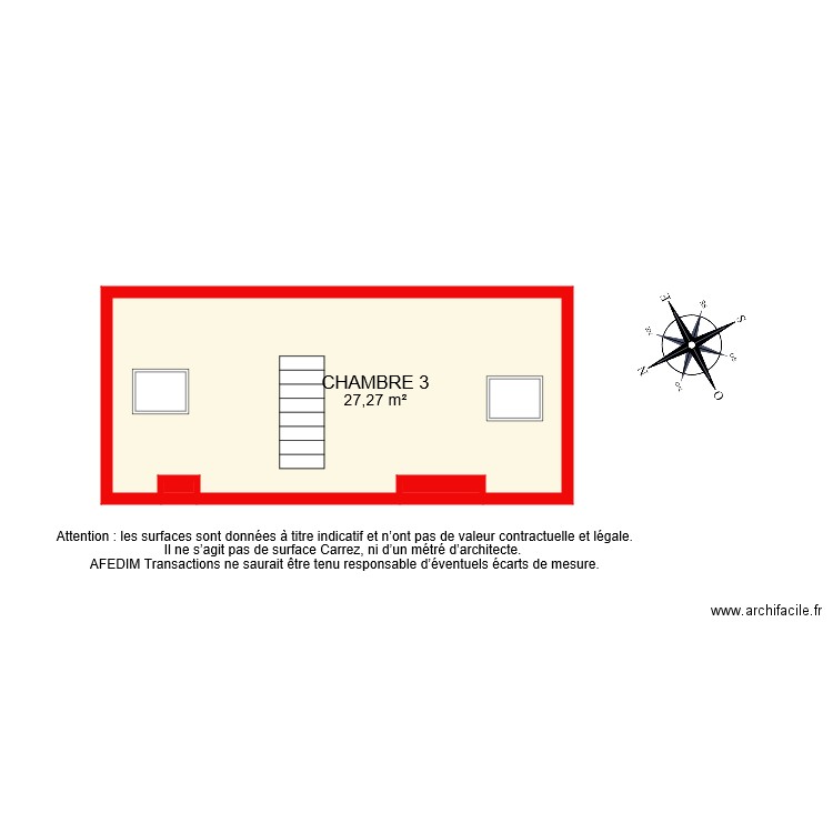 BI 8125 ETAGE 2. Plan de 3 pièces et 28 m2