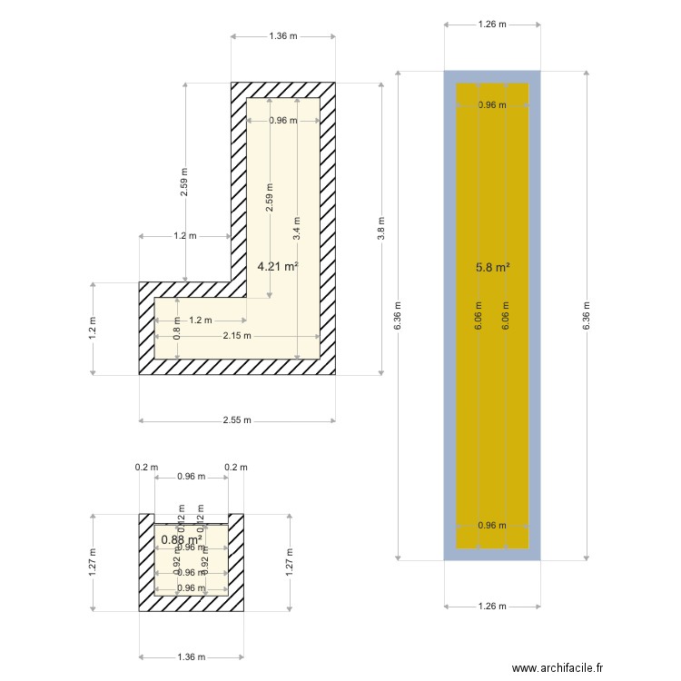 bleu magenta. Plan de 0 pièce et 0 m2