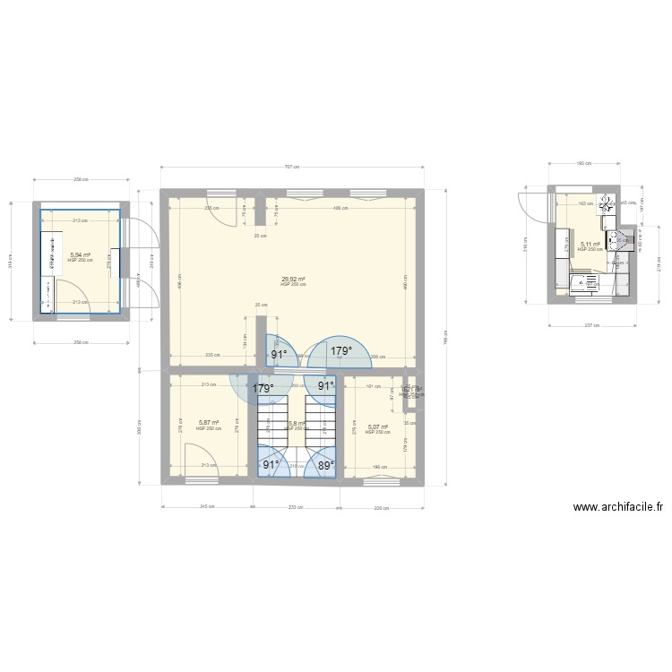 pauline. Plan de 23 pièces et 150 m2