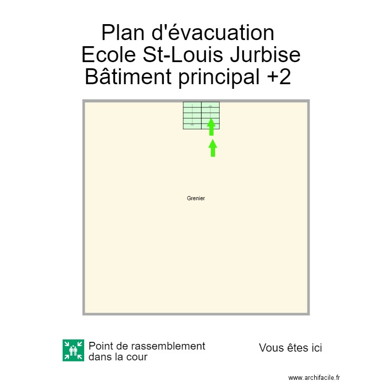 Jurbise bâtiment principal grenier. Plan de 1 pièce et 92 m2