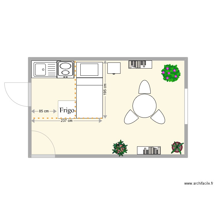 Cabinet GAP. Plan de 1 pièce et 16 m2