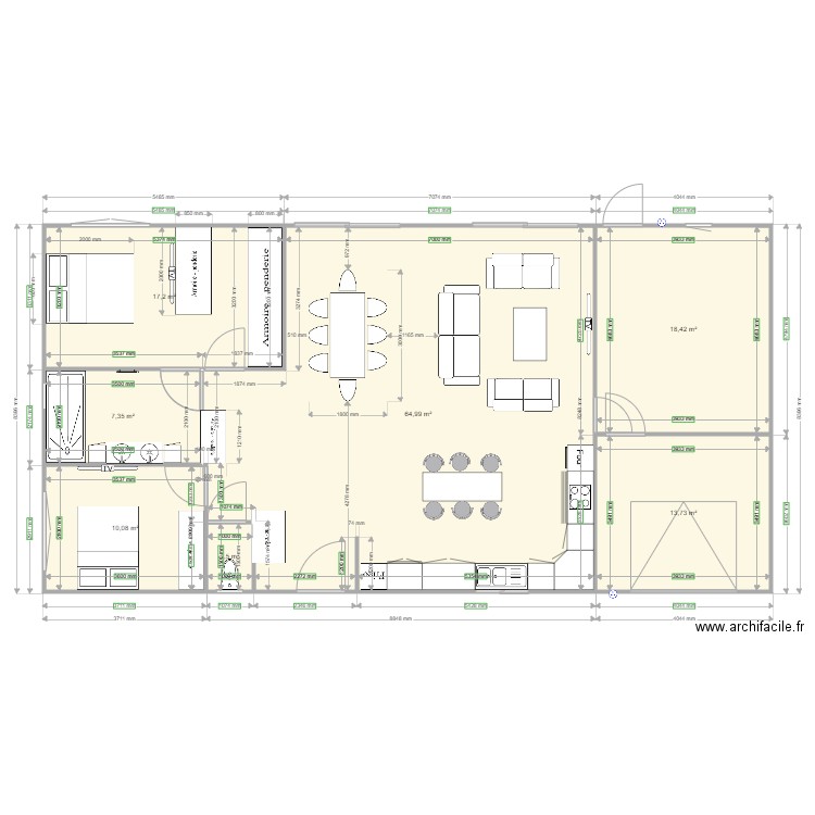 papa paola. Plan de 7 pièces et 133 m2