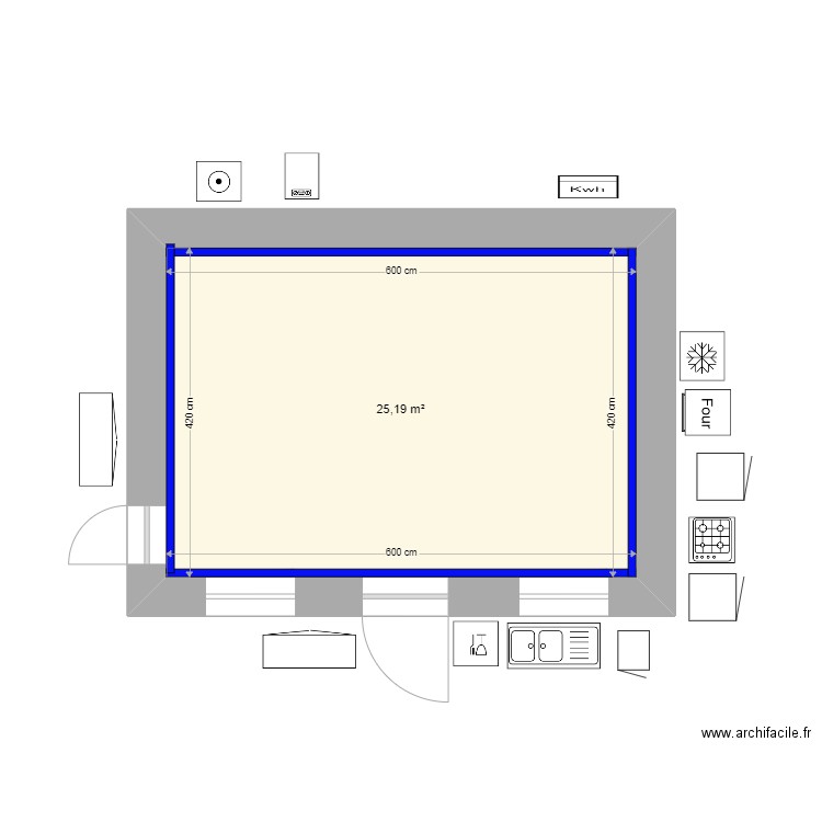 Ecurie St Pierre. Plan de 1 pièce et 25 m2