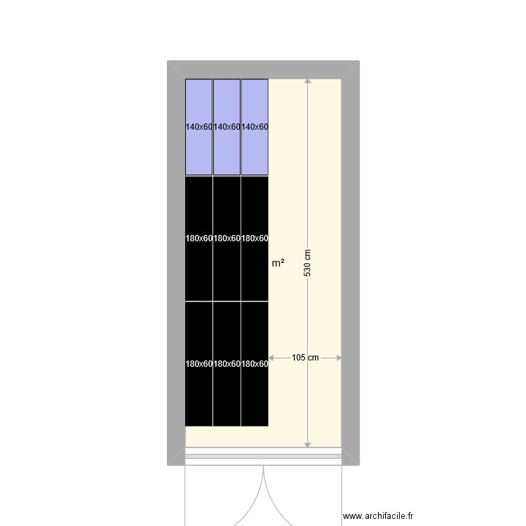 Contener. Plan de 1 pièce et 12 m2