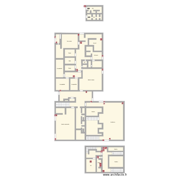 Rez de chaussée haut et premier étage . Plan de 0 pièce et 0 m2