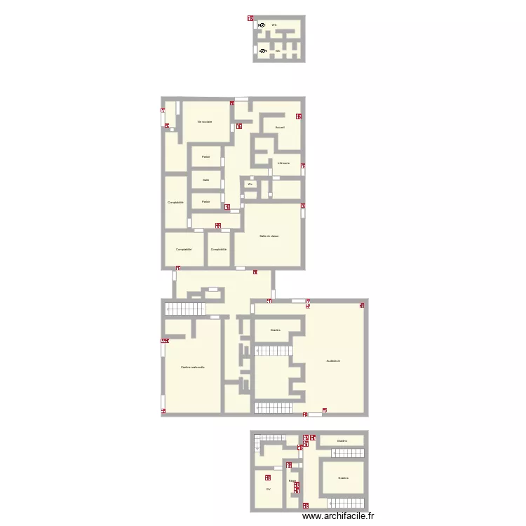 Rez de chauss&eacute;e haut et premier &eacute;tage . Plan de 