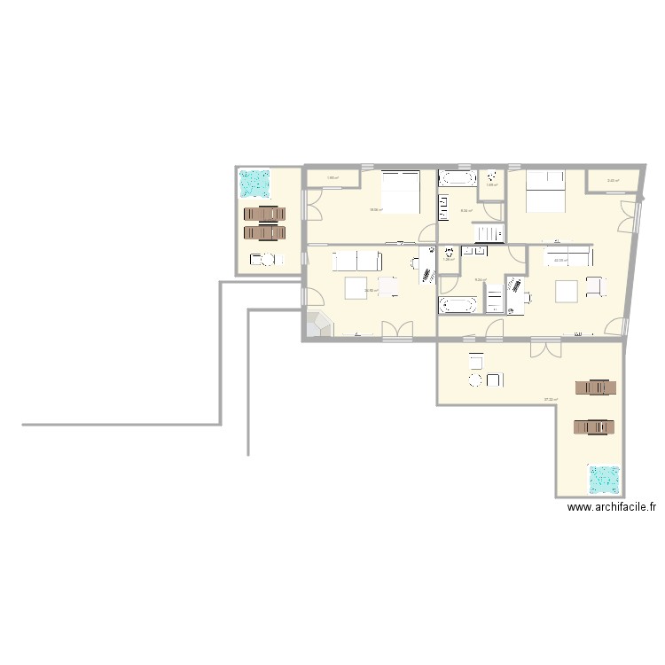 VILLA SCHOEFFERT RDC Version 2 Suites. Plan de 0 pièce et 0 m2