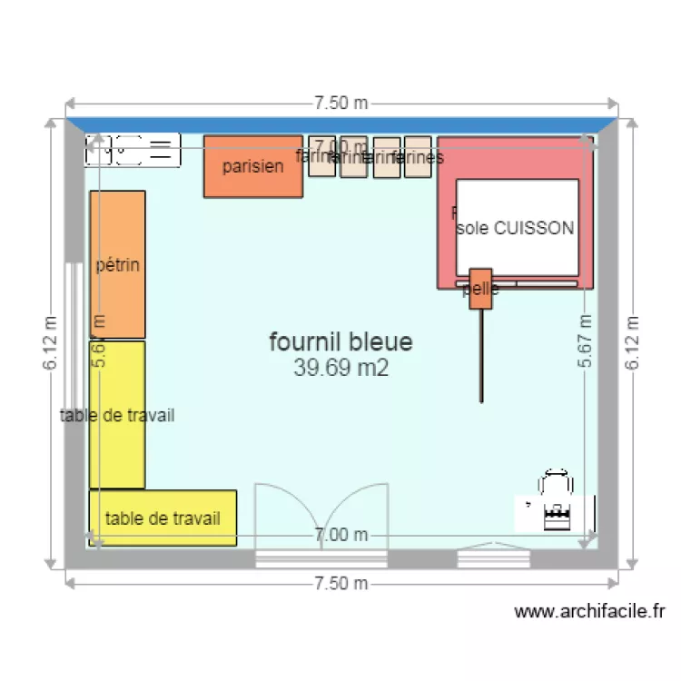 FOURNIL BLEUE version baie vitr&eacute;e. Plan de 
