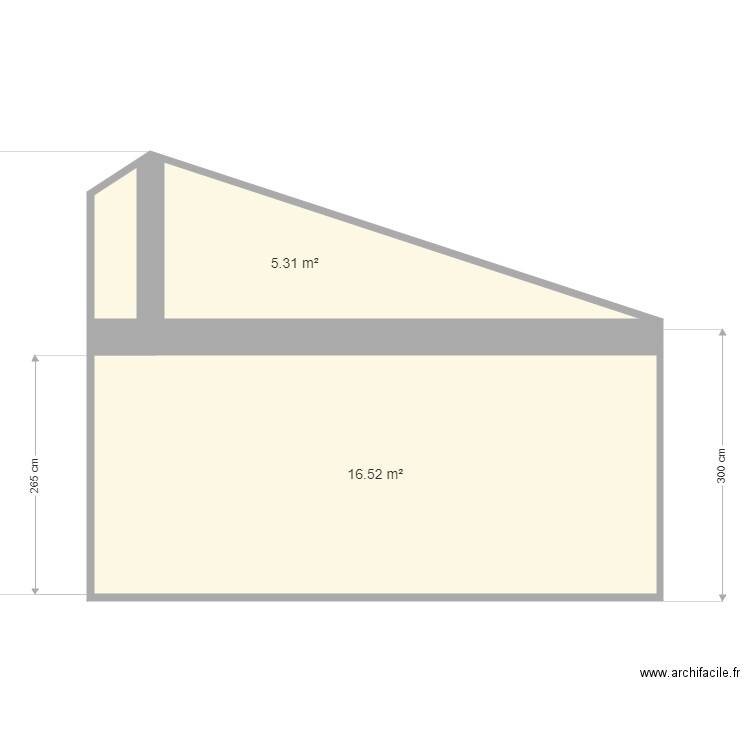 plan de coupe sierra. Plan de 2 pièces et 22 m2