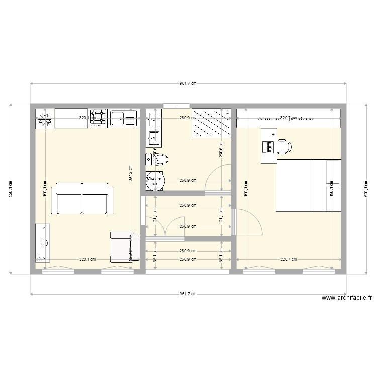 MALIBE DEPENDANCE. Plan de 5 pièces et 43 m2