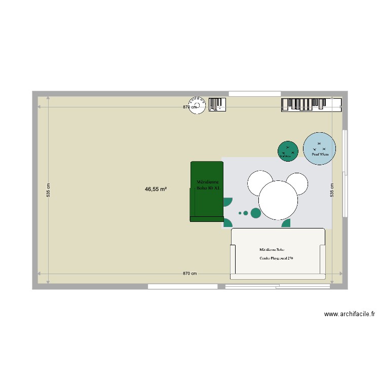 Elodie 12. Plan de 1 pièce et 47 m2