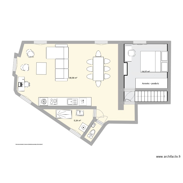 Immeubles industriels _ 31 01. Plan de 3 pièces et 58 m2