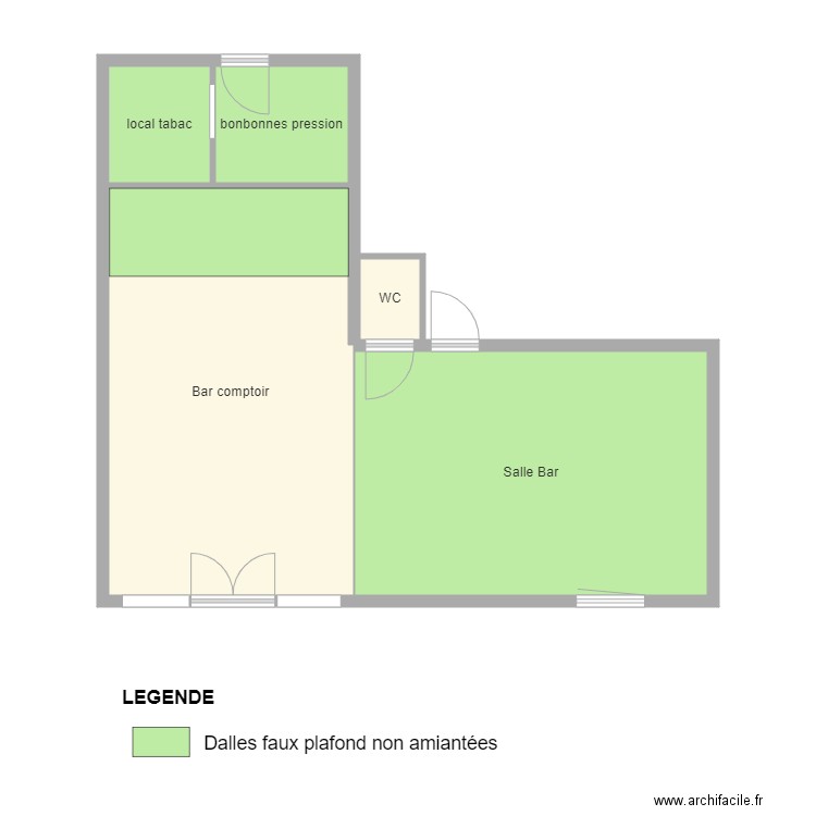 bar des sports. Plan de 5 pièces et 60 m2