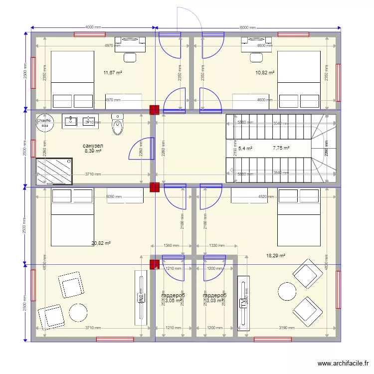 10х10 двухэтажная коробка. Plan de 10х10 двухэтажная коробка. Plan de