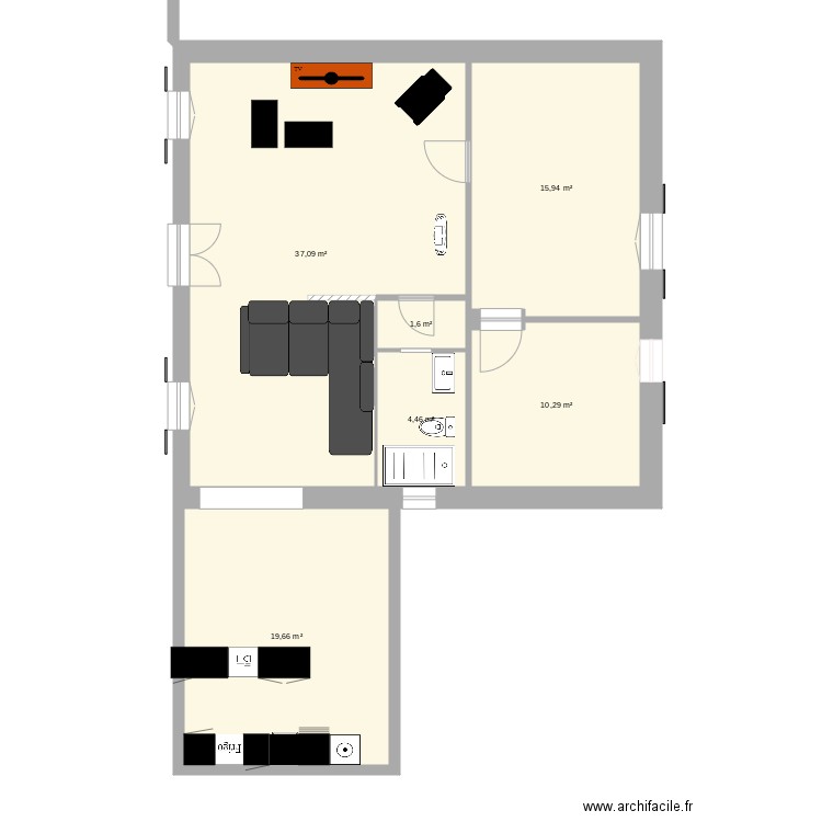 MAISON1. Plan de 6 pièces et 89 m2