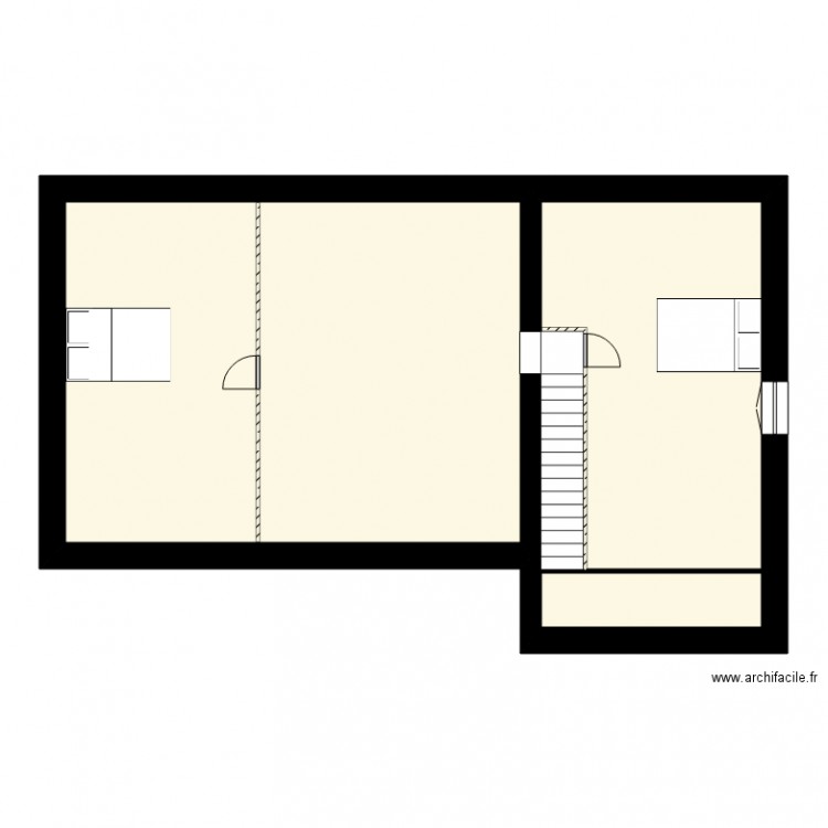 maison mitoyenne 1 étage comble. Plan de 2 pièces et 89 m2