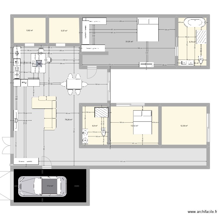 Futur maison . Plan de 9 pièces et 180 m2