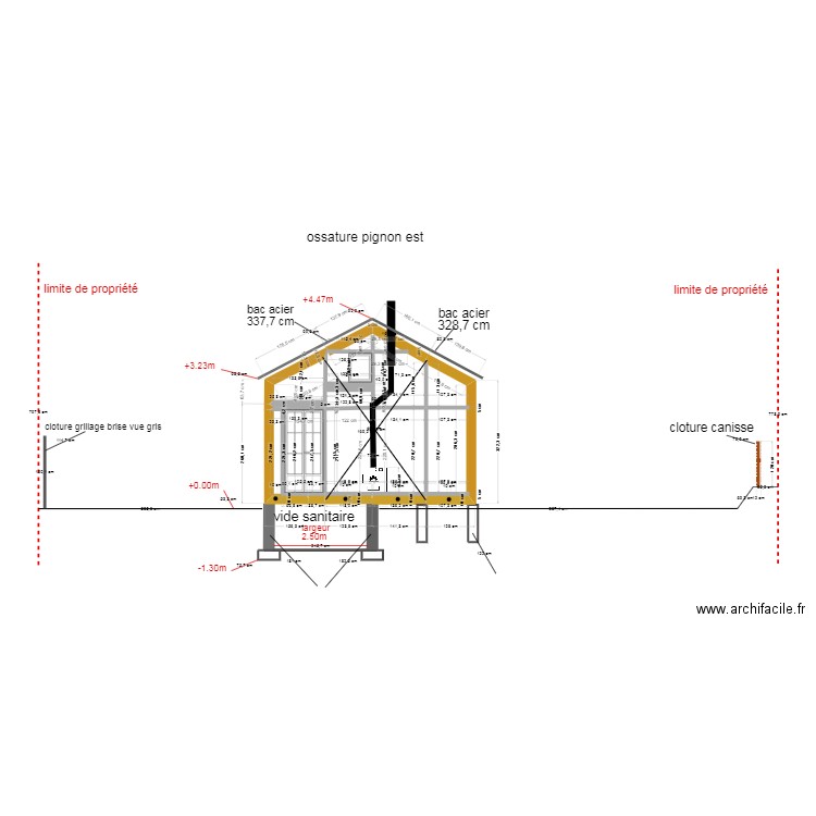 ossature bois pignon est. Plan de 10 pièces et 14 m2