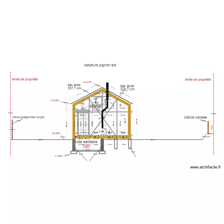 ossature bois pignon est. Plan de 