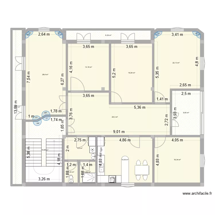 Bouneb 3. Plan de 14  et 204 m²