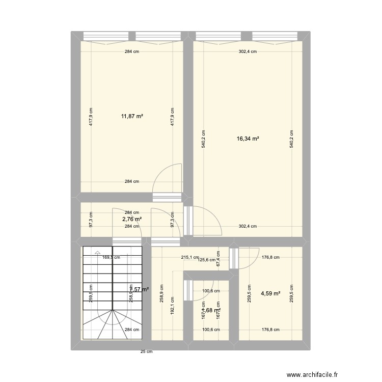 Appartement Louis Gillain Etage. Plan de 6 pièces et 45 m2