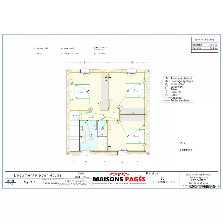 SCI DES JONQUILLES R+1 (DROITE). Plan de 