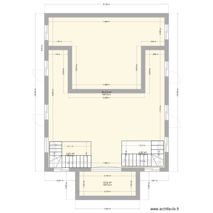 Eglise de Chambellan. Plan de 6 pièces et 169 m2